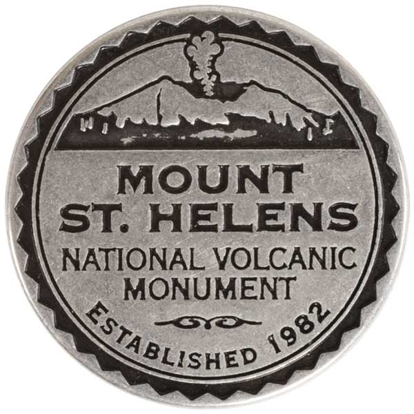 Mt St Helens National Volcanic Monument token back